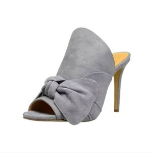 Daya by Zendaya Suede Bow Mules Heels | Size 6.5 | Gray Slip-On Stilettos